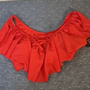 Avidlove red ruffle bikini top size small NWT